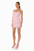 Sequin Feather Mini Dress - View 6 | WEUXS