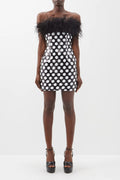 Feather Trim Polka Dot Sequin Dress | Dress In Beauty