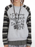 Graphic sweatshirt with striped sleeves - View 6 | WEUXS