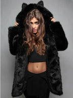 Wildcat Leopard Print Faux Fur Coat - WEUXS