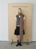 Oversized Plaid Wool Blend Scarf with Fringe - View 7 | WEUXS