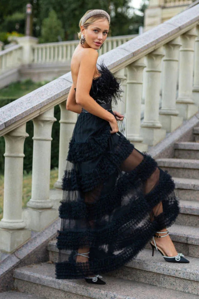Feather ball gown dress - View 6 | WEUXS
