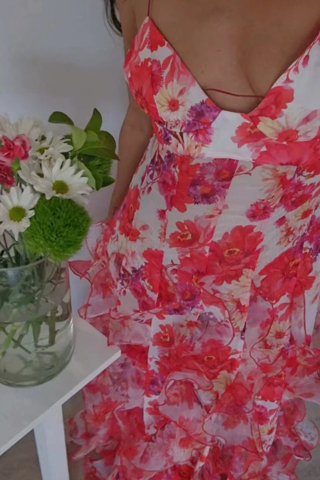 NOÉMIE Ruffled Floral Print Midi Dress | Dress In Beauty