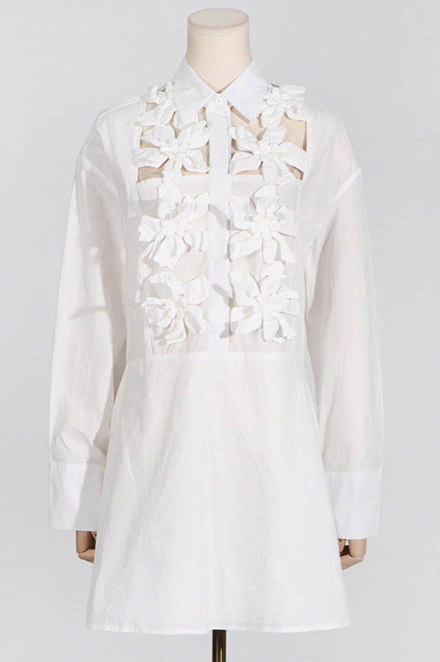 Cotton Poplin 3D Flower Short Dress | Dress In Beauty