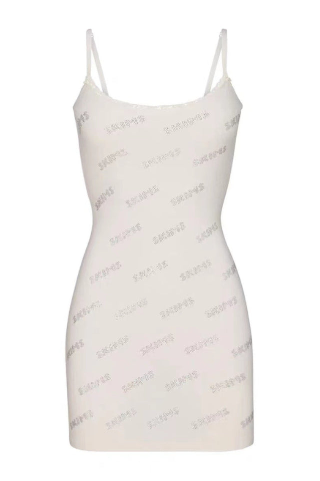 Rhinestone Logo Pointelle Mini Slip Dress | Dress In Beauty