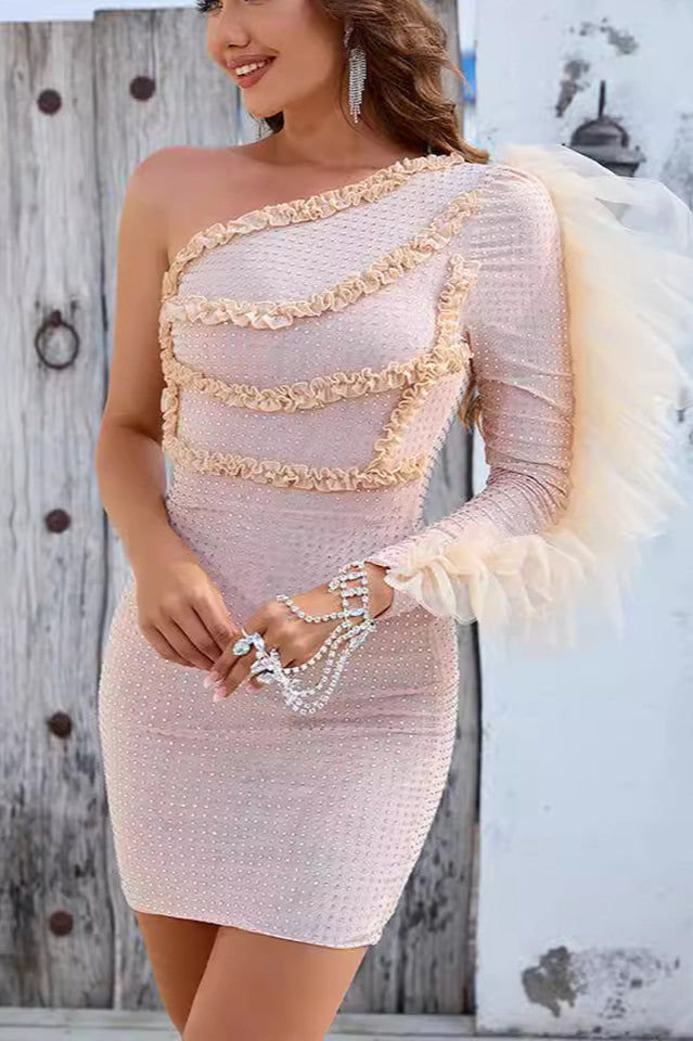 One Shoulder Diamonds Bracelet Cocktail Dress | Dress In Beauty