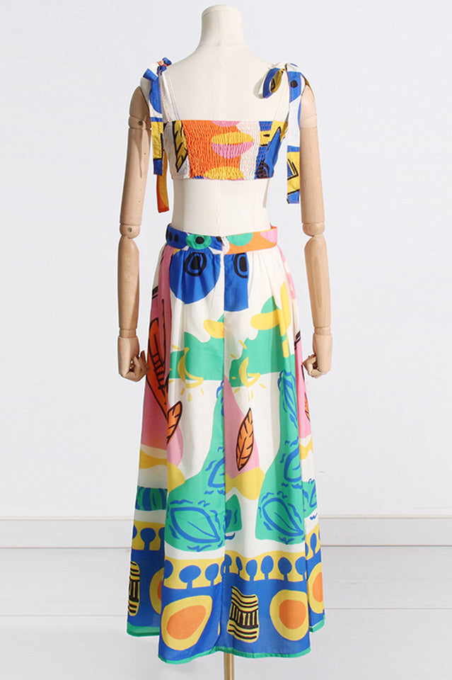 Printed Crop Top + Midi Skirt Set | Dress In Beauty
