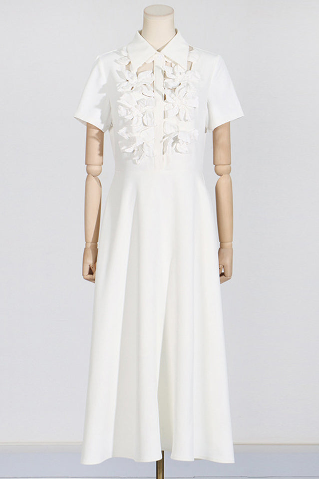 Cotton Poplin 3D Flower Midi Dress | Dress In Beauty