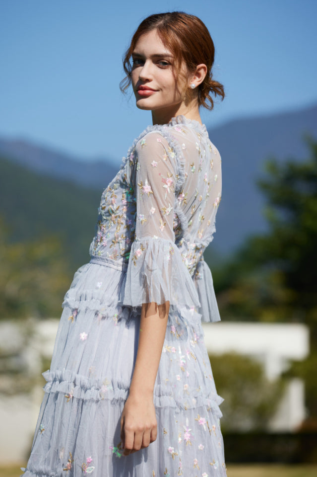 Embroidered Ruffles Elegant Long Dress | Dress In Beauty