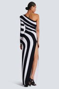 Long Asymmetrical Striped Knit Dress | Dress In Beauty