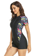 Surf Print Long Sleeve One Piece Swimsuit | Dress In Beauty