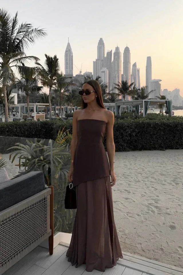 Florence Asymmetrical Chiffon Maxi Dress - View 13 | WEUXS