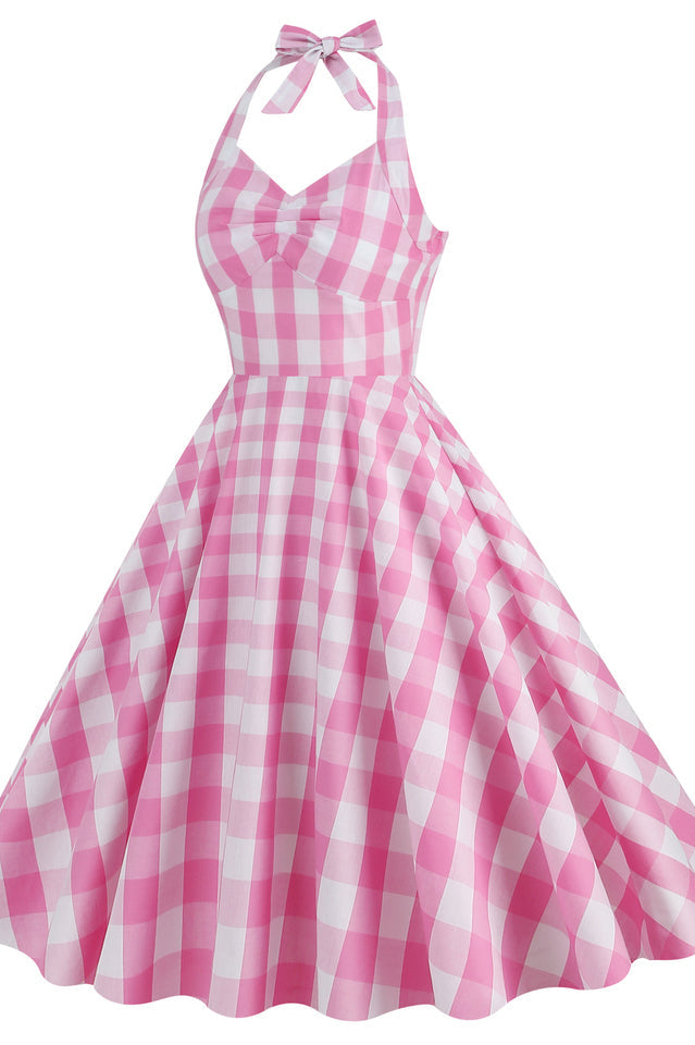 Barbie Movie Margot Pink Plaid Check Dress | Dress In Beauty