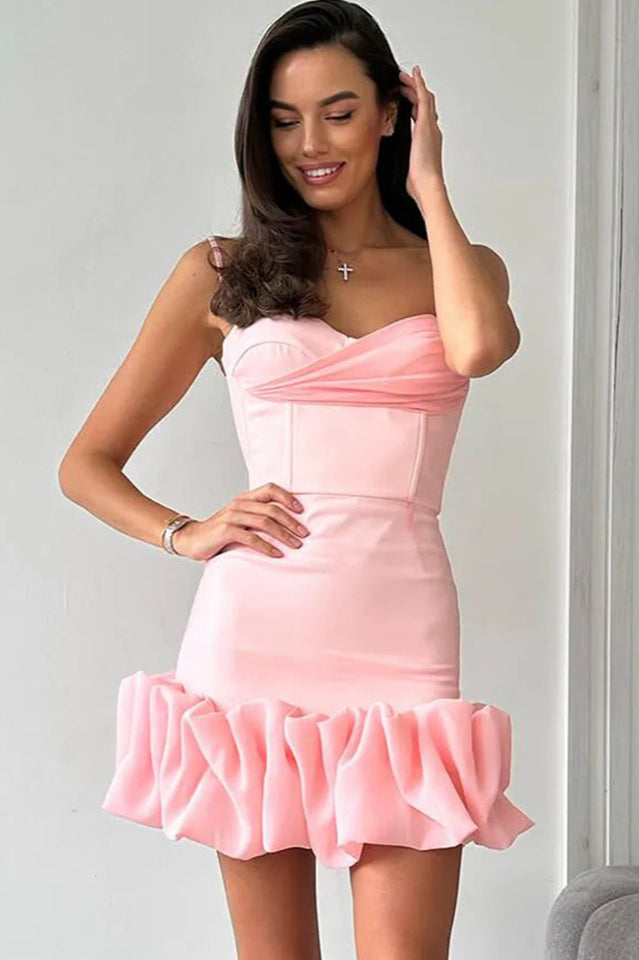 Draped Ruffle Mini Bustier Dress | Dress In Beauty