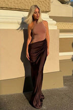Asymmetrical Cut Out Maxi Dress in Coffee - View 21 | WEUXS