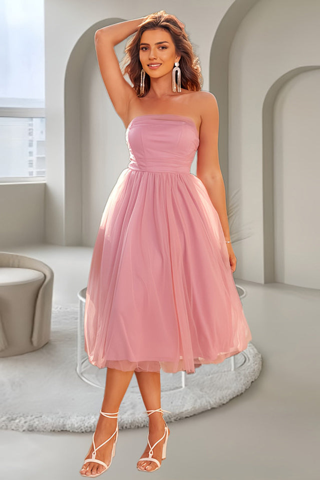 Elegant Mesh Tube Top Midi Dress | Dress In Beauty