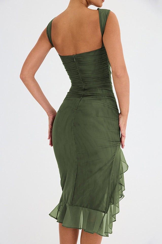 Bay Leaf Ruffle Midi Dress | Dress In Beauty