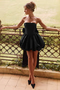 Strapless Bow Puff Mini Dress | Dress In Beauty