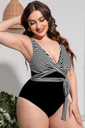 Striped Tie Waist One Piece Swimsuit | Dress In Beauty