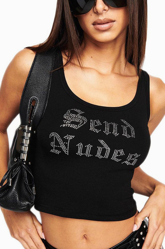 Send Nudes Rhinestone Tank Top | Dress In Beauty