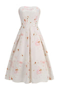 Strapless Floral Corset A Line Midi Dress | Dress In Beauty