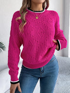 Khaki Textured Knit Crew Neck Sweater - View 17 | WEUXS