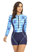 Surf Print Long Sleeve One Piece Swimsuit | Dress In Beauty