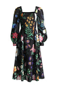 Printed Long Sleeve Cotton-Blend Midi Dress | Dress In Beauty