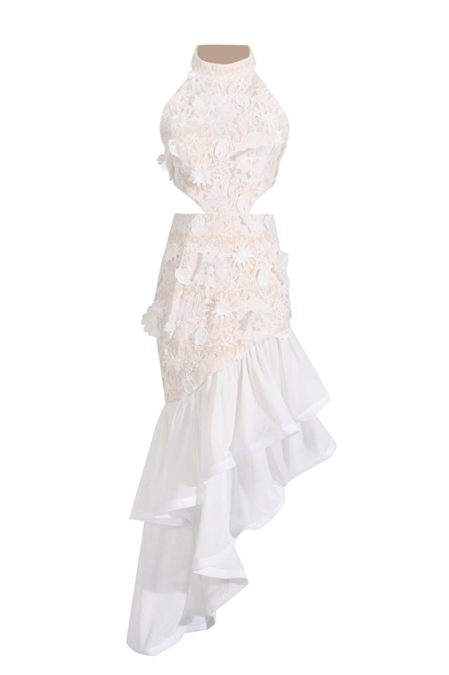 Embroidered 3D Flower Asymmetrical Dress | Dress In Beauty