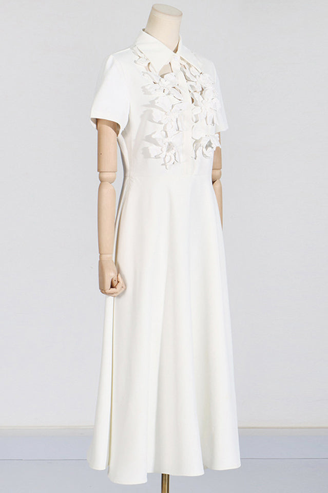 Cotton Poplin 3D Flower Midi Dress | Dress In Beauty