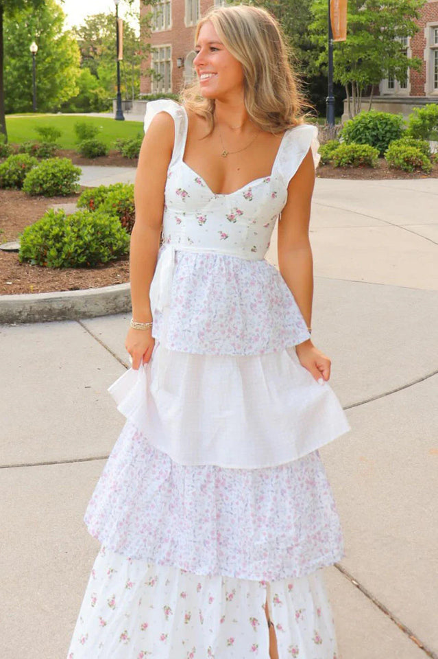 Sweetheart Neck Floral Print Layered Dress | Dress In Beauty