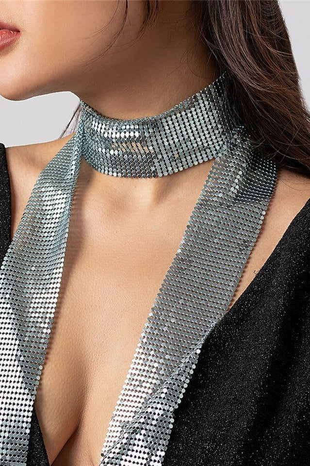 Tassel Metal Neck Tie Scarf | Dress In Beauty