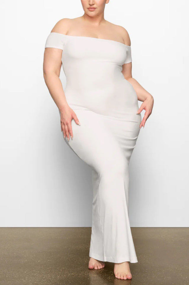 SKIMS Soft Lounge Off-Shoulder Slip Dress | Dress In Beauty