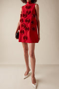 Hilary Red Appliqued Shift Mini Dress | Dress In Beauty
