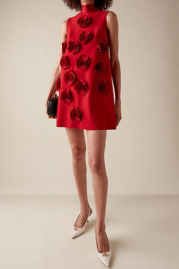 Hilary Red Appliqued Shift Mini Dress | Dress In Beauty