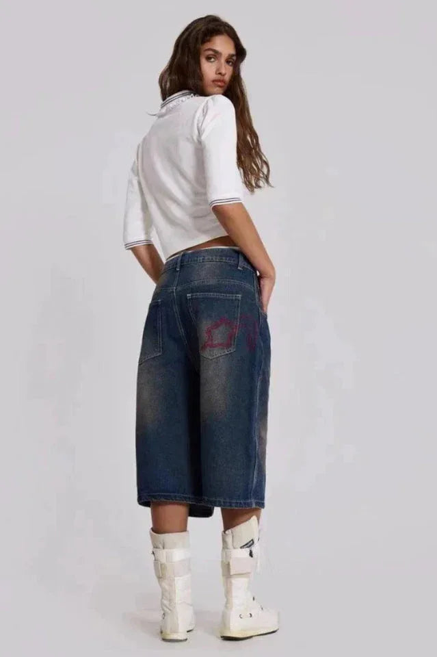 Wide Leg Denim Culottes - View 6 | WEUXS