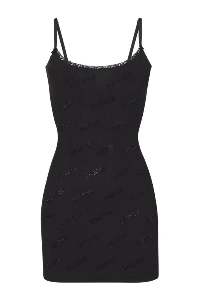 Rhinestone Logo Pointelle Mini Slip Dress | Dress In Beauty