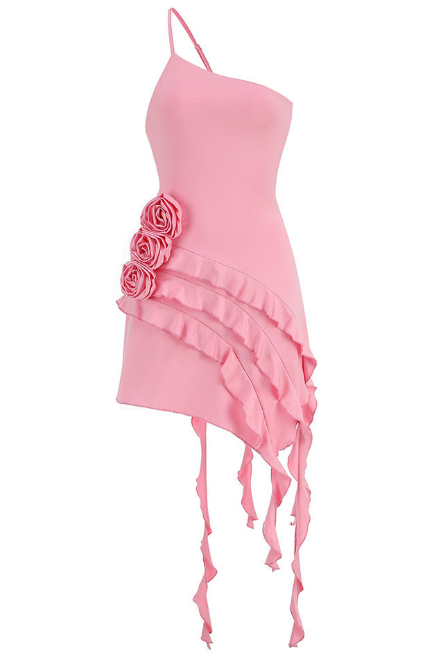 Rose-Detail Ruffled Mini Dress | Dress In Beauty