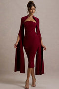 Berry Bodycon Cape-Sleeve Midi Dress | Dress In Beauty