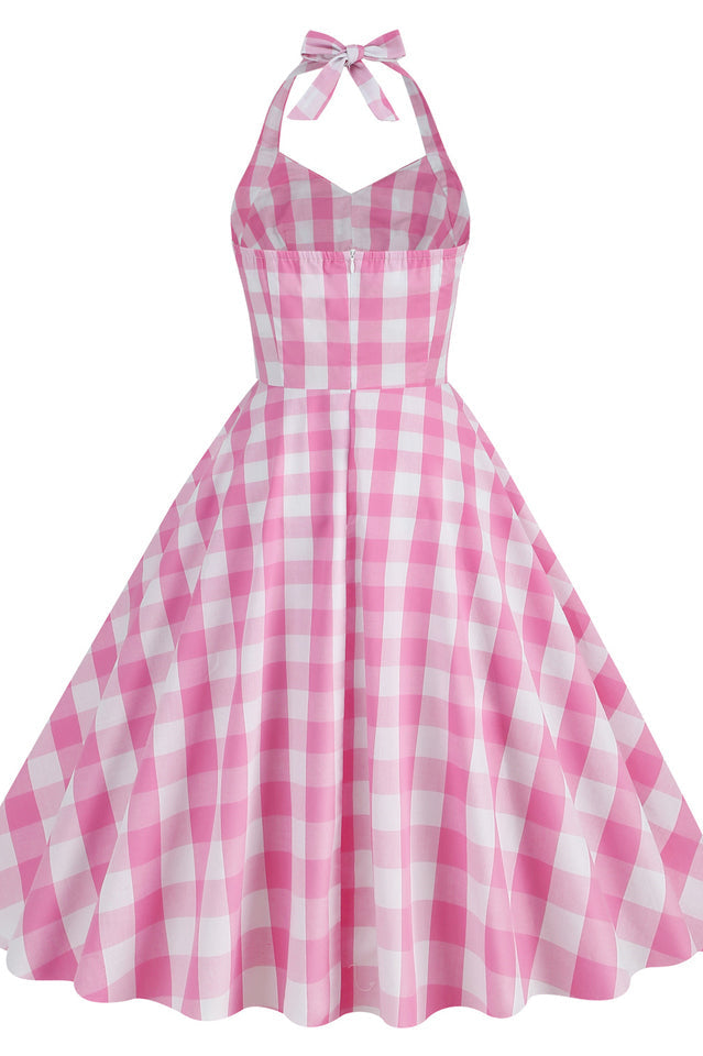 Barbie Movie Margot Pink Plaid Check Dress | Dress In Beauty