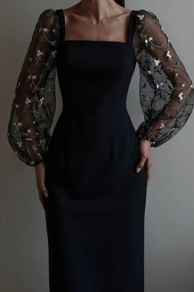 Embroidery Sheer Elegant Midi Dress | Dress In Beauty