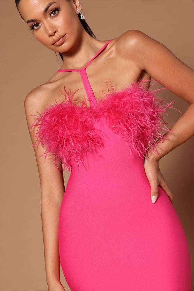 Feather Halter Mini Dress | Dress In Beauty