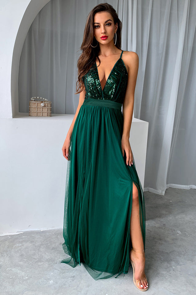Sequined Backless Tulle Evening Prom | Dress In Beauty