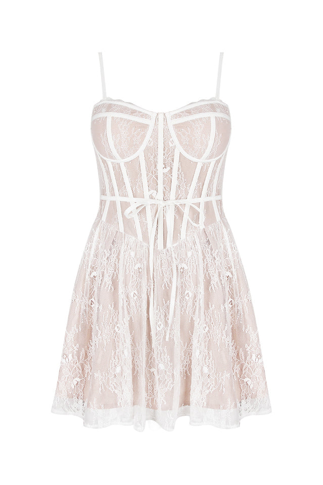 Louisa Vintage Cream Lace Mini Dress | Dress In Beauty