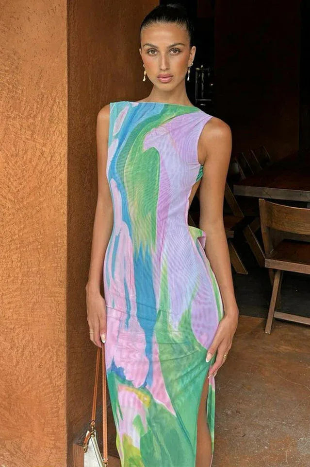 Abstract print maxi dress - View 6 | WEUXS