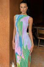 Abstract print maxi dress - View 6 | WEUXS