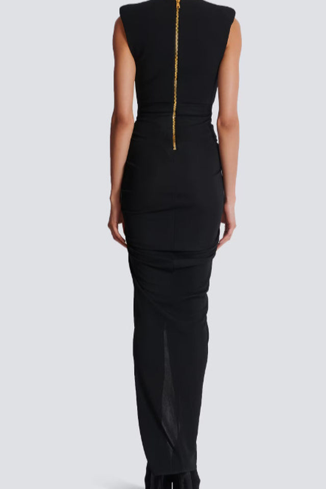 Button Detail Draped Maxi Dress | Dress In Beauty