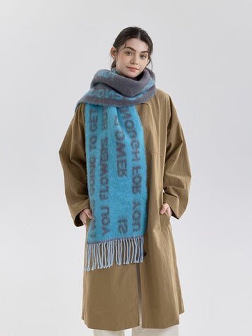 Statement Typography Wool Blend Scarf