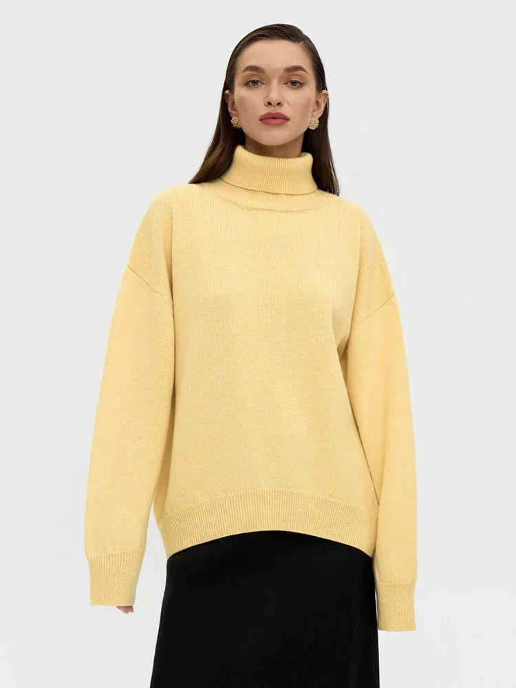 Oversized High Neck Knit Sweater - View 6 | WEUXS