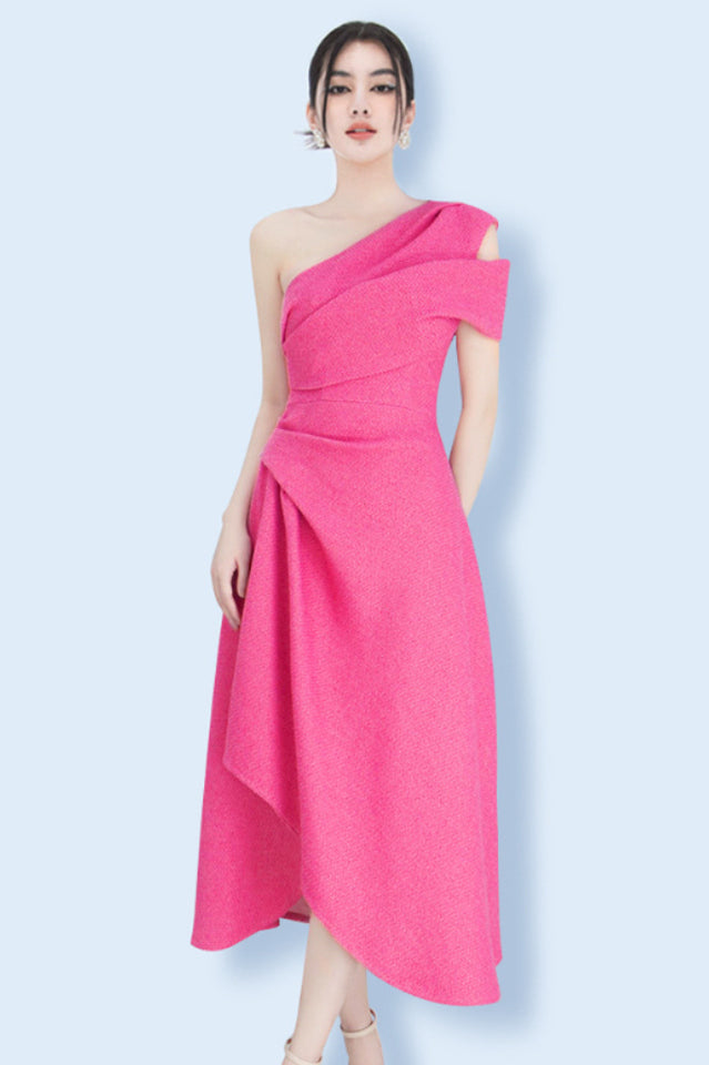 Silvie One Shoulder Midi Asymmetric Dress | Dress In Beauty